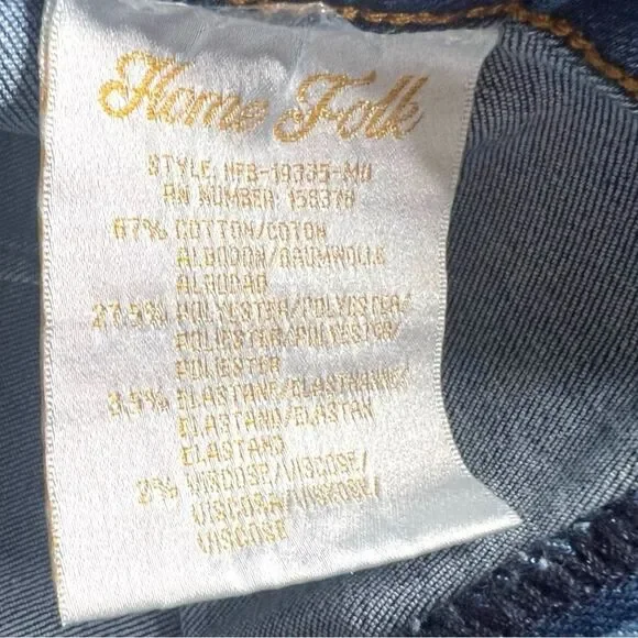 HomeFolk/L&B Dark Wash Distressed Knee Flare Jeans NWT - Picture 13 of 14